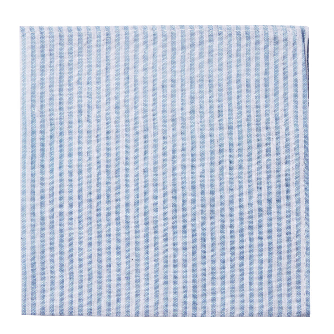 Seersucker Striped Pocket Square - Baby Blue