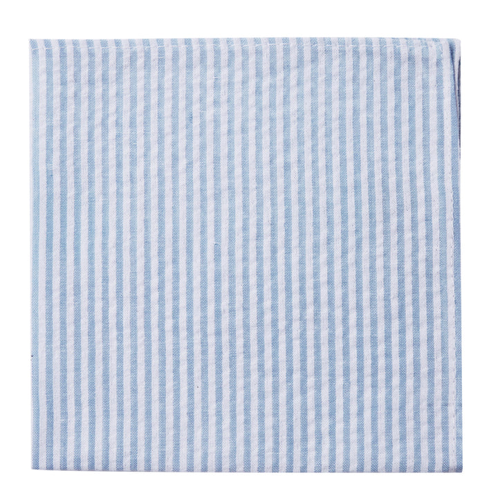 Seersucker Striped Pocket Square - Baby Blue