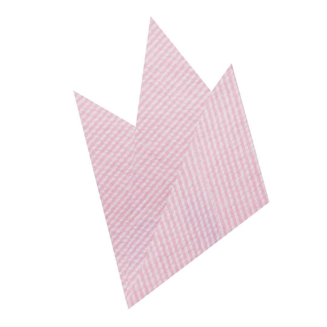 Seersucker Striped Pocket Square - Pink
