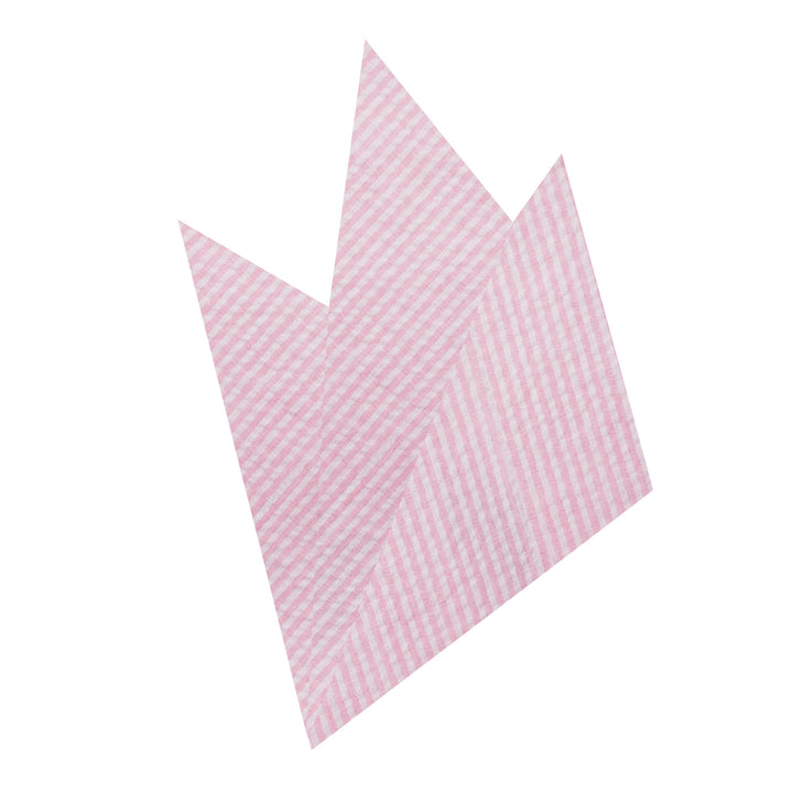Seersucker Striped Pocket Square - Pink