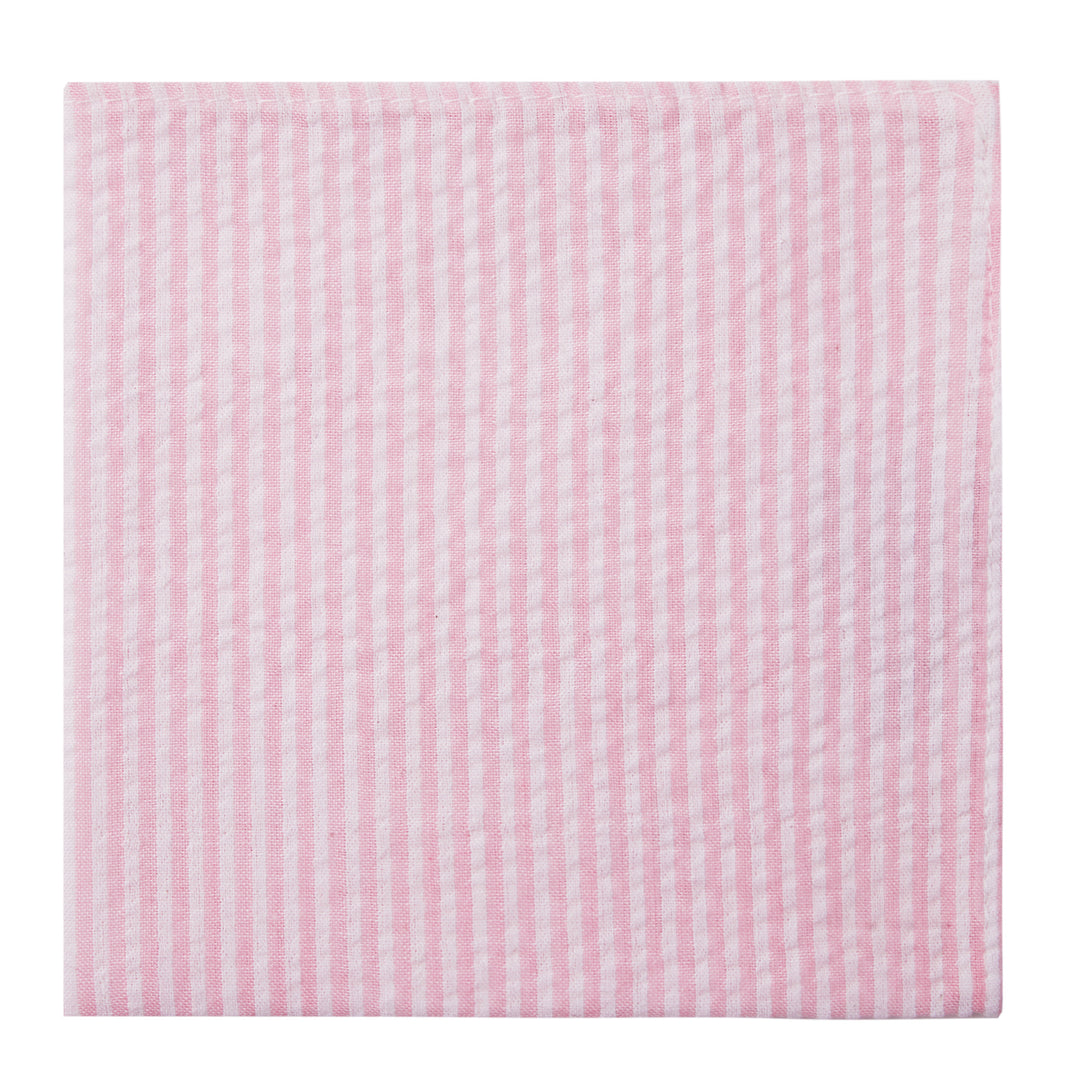Seersucker Striped Pocket Square - Pink
