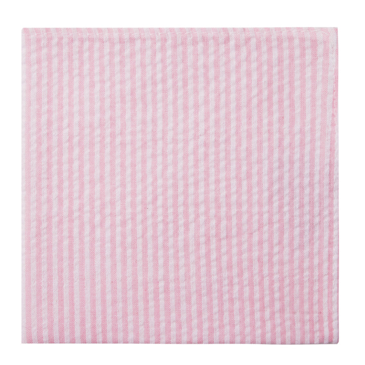 Seersucker Striped Pocket Square - Pink
