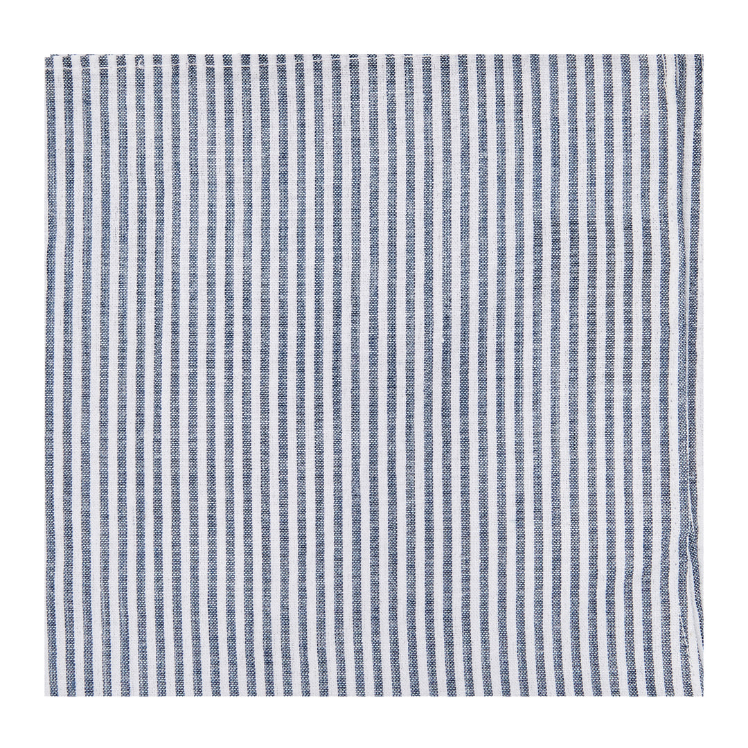 Seersucker Striped Pocket Square - Navy Blue