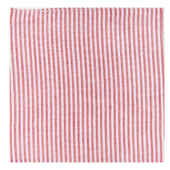 Seersucker Striped Pocket Square - Red