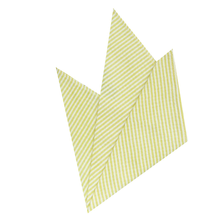 Seersucker Striped Pocket Square - Yellow