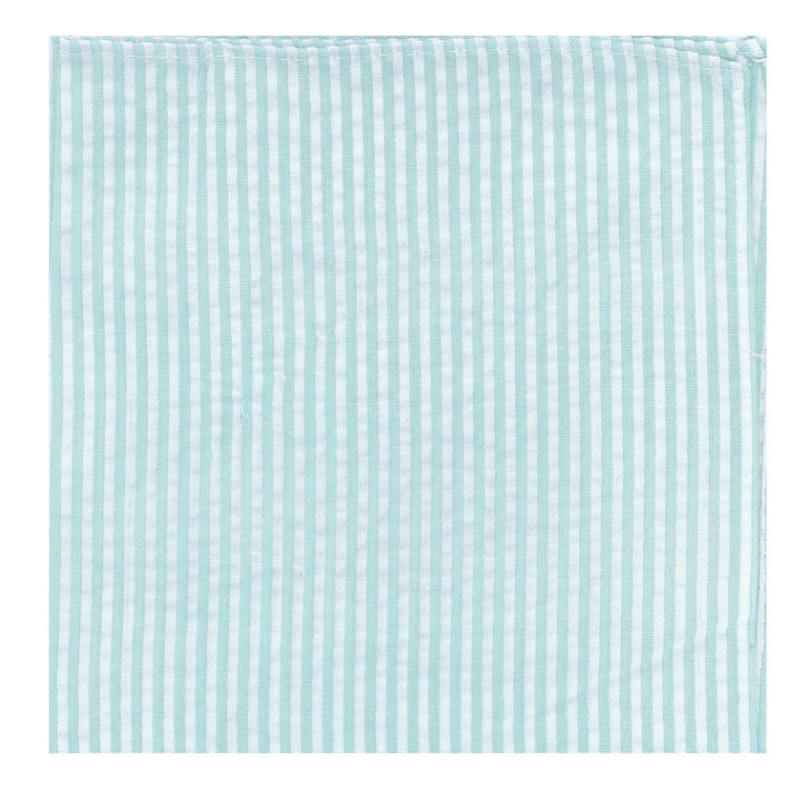 Seersucker Striped Pocket Square - Turquoise