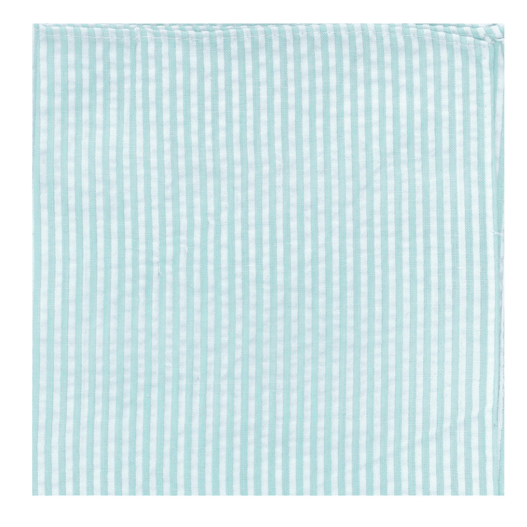 Wedding Seersucker Striped Pocket Square - Turquoise