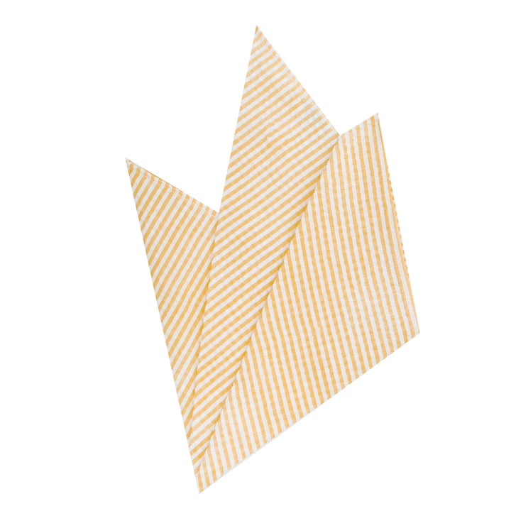 Seersucker Striped Pocket Square - Peach