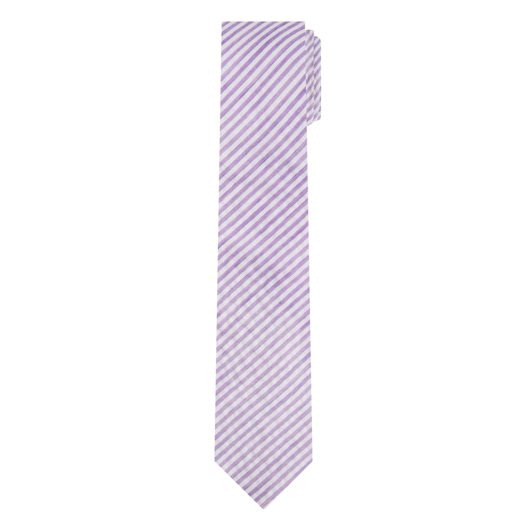 Seersucker Striped Slim Tie - Lavender
