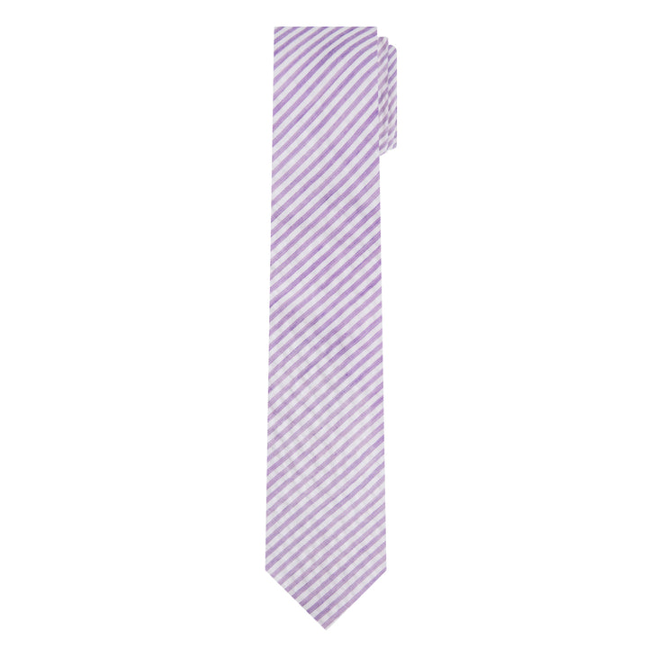 Seersucker Striped Slim Tie - Lavender