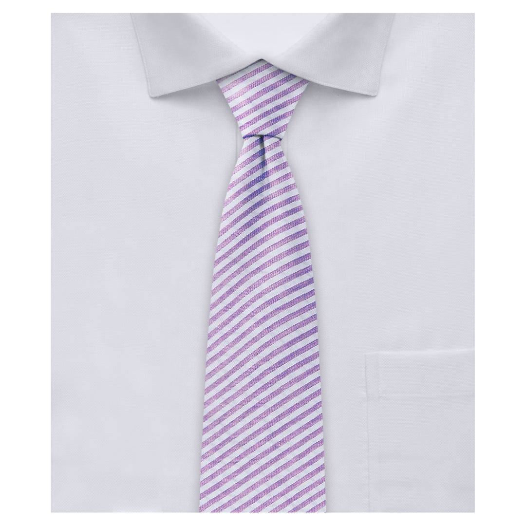 Seersucker Striped Slim Tie - Lavender