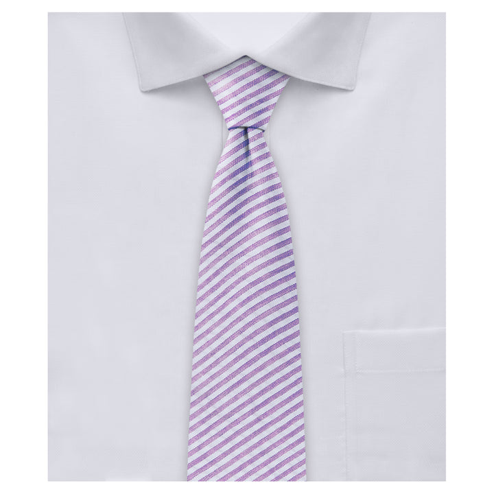 Seersucker Striped Slim Tie - Lavender