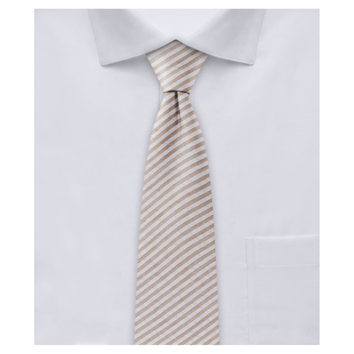 Seersucker Striped Slim Tie - Beige