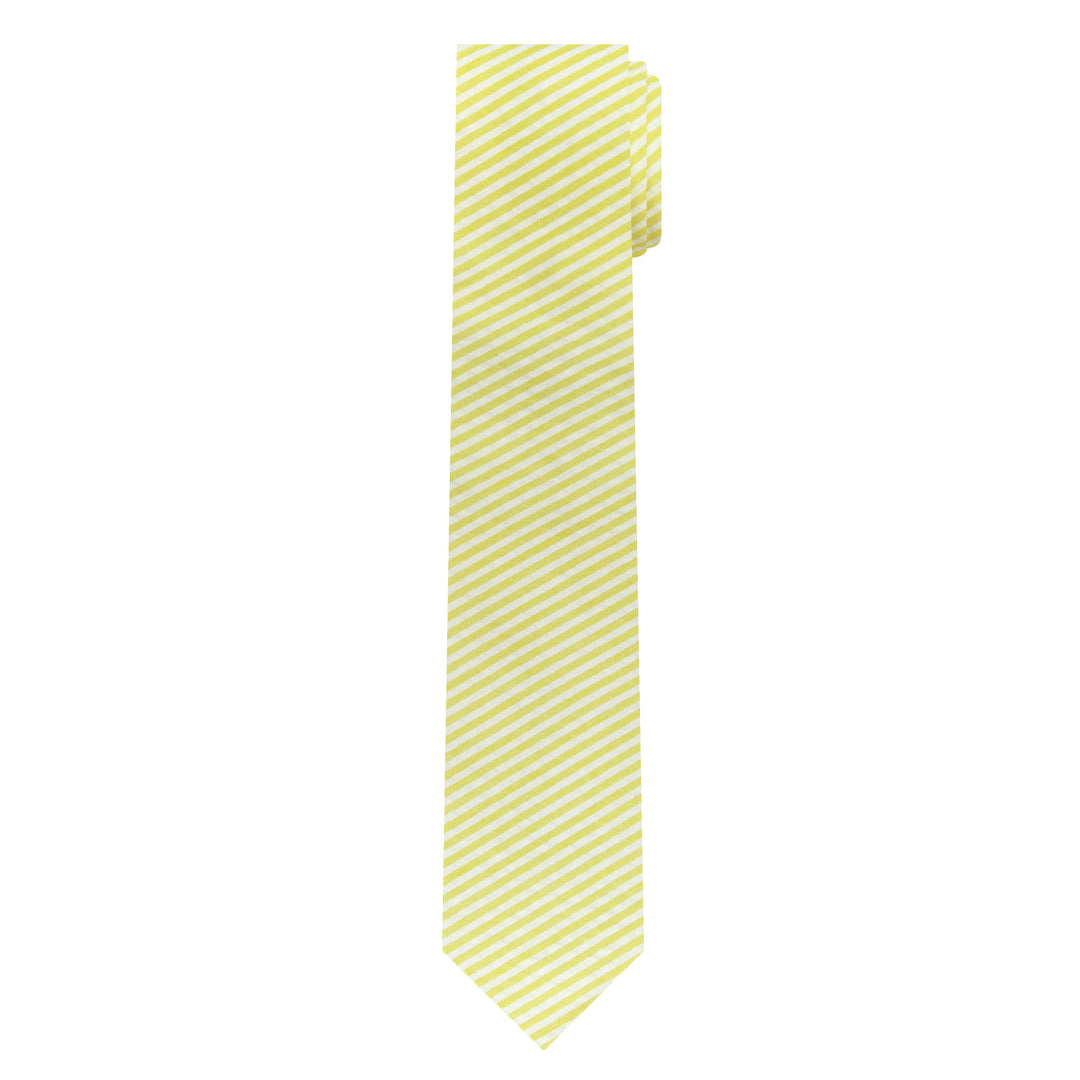 Seersucker Striped Slim Tie - Yellow