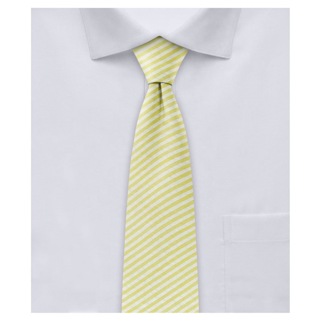 Seersucker Striped Slim Tie - Yellow