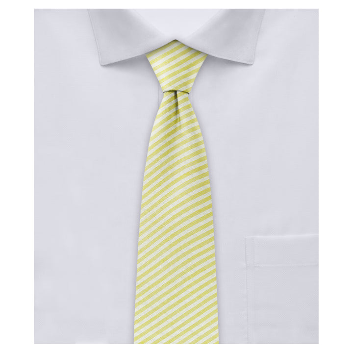 Seersucker Striped Slim Tie - Yellow