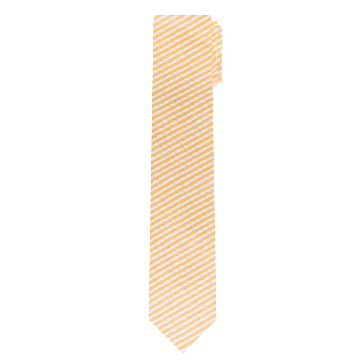 Seersucker Striped Slim Tie - Peach