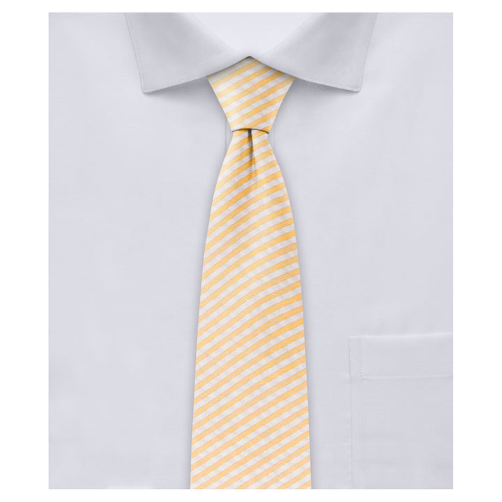 Seersucker Striped Slim Tie - Peach