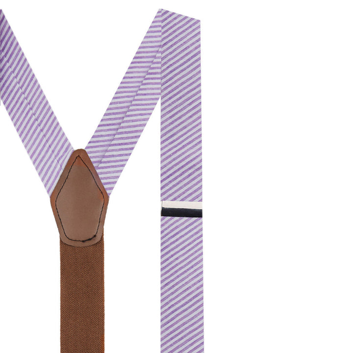 Seersucker Striped Suspenders - Lavender