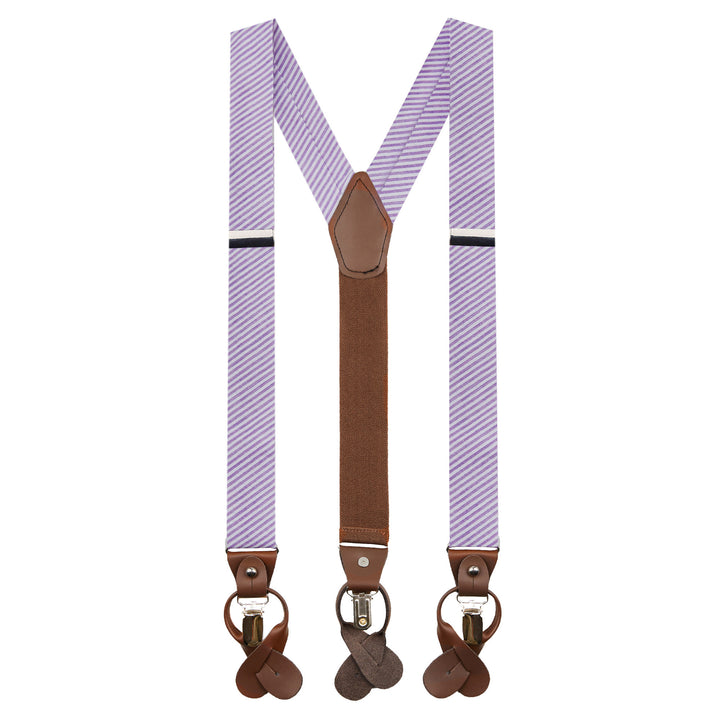 Seersucker Striped Suspenders - Lavender