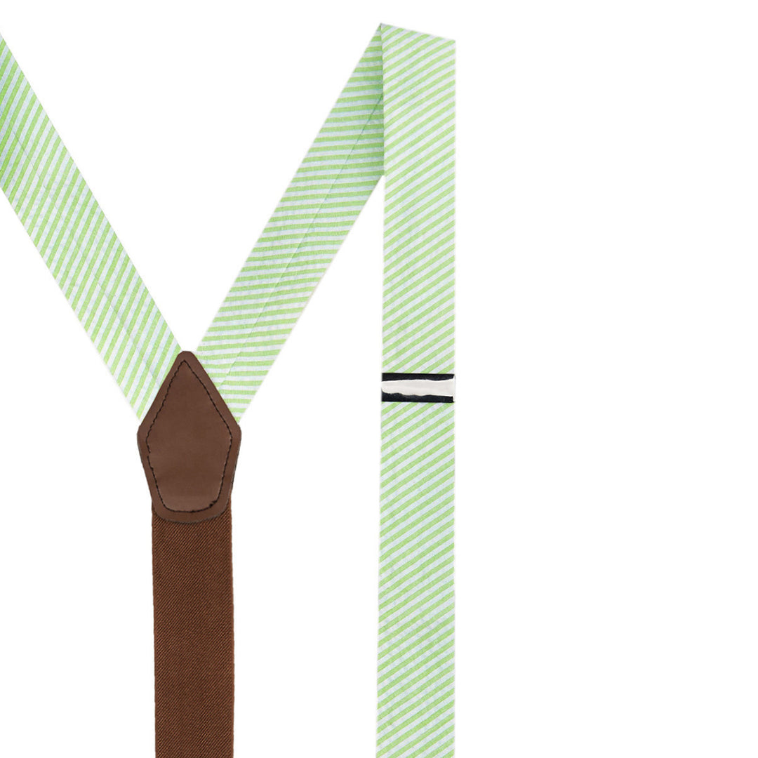 Seersucker Striped Suspenders - Green