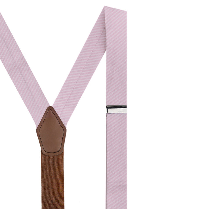 Seersucker Striped Suspenders - Pink