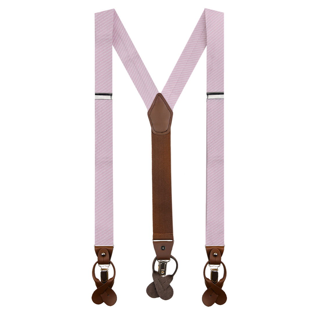 Wedding Seersucker Striped Suspenders - Pink