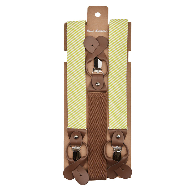 Seersucker Striped Suspenders - Yellow