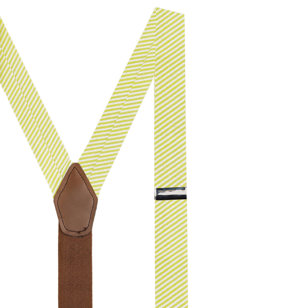 Seersucker Striped Suspenders - Yellow