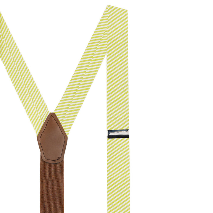 Seersucker Striped Suspenders - Yellow