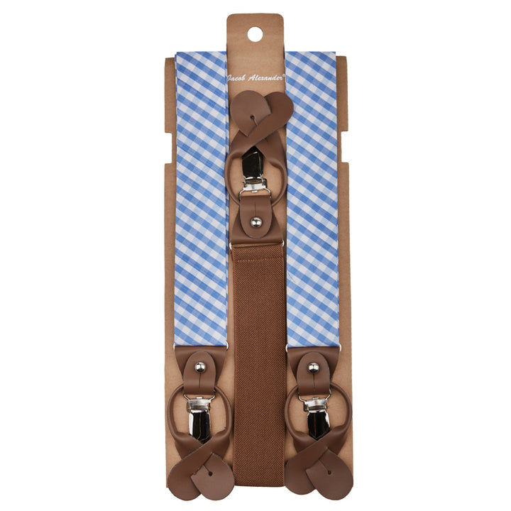 Gingham Suspenders - Light Blue