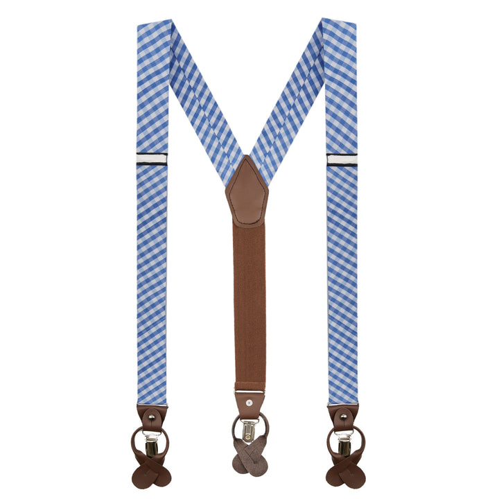 Gingham Suspenders - Light Blue