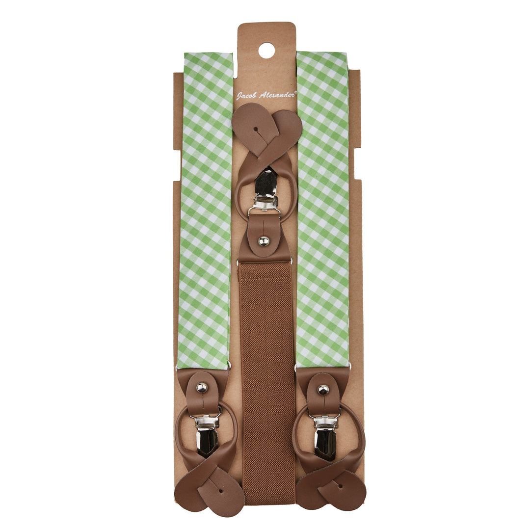 Gingham Suspenders - Lime Green