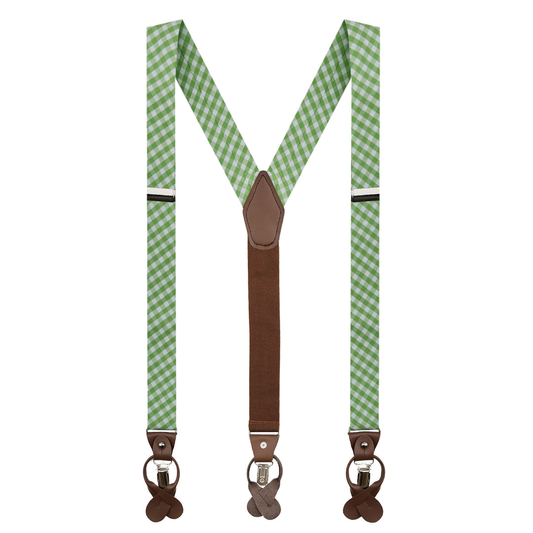 Gingham Suspenders - Lime Green