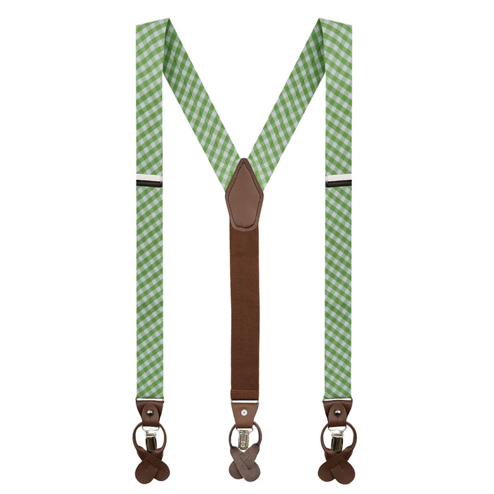 Gingham Suspenders - Lime Green