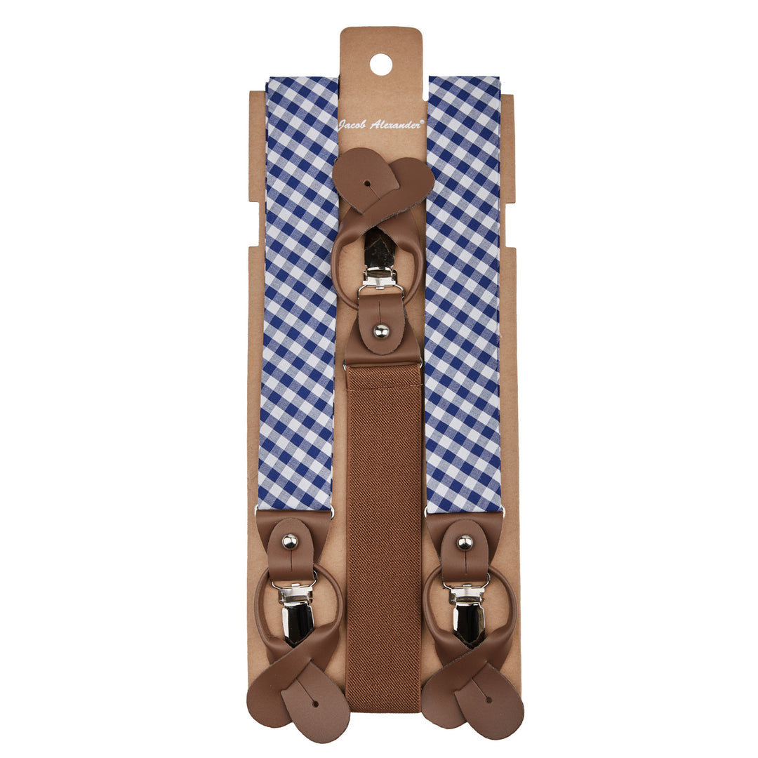 Gingham Suspenders - Royal Blue
