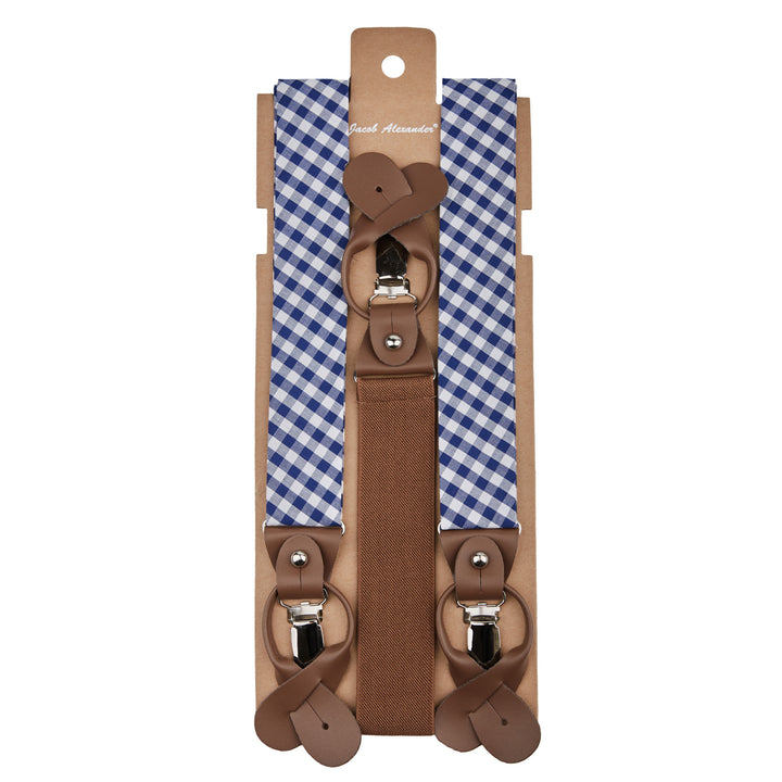Gingham Suspenders - Royal Blue