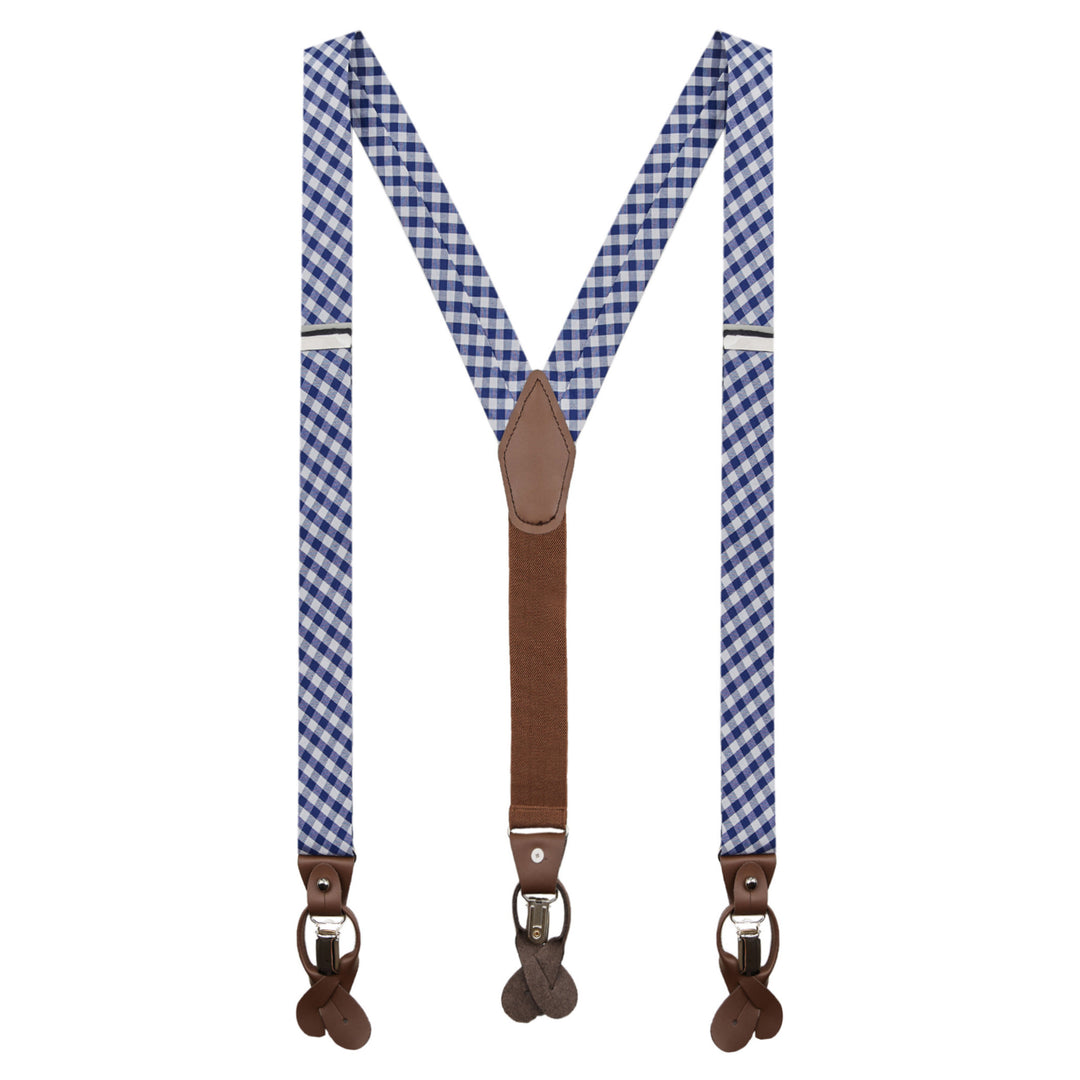Gingham Suspenders - Royal Blue