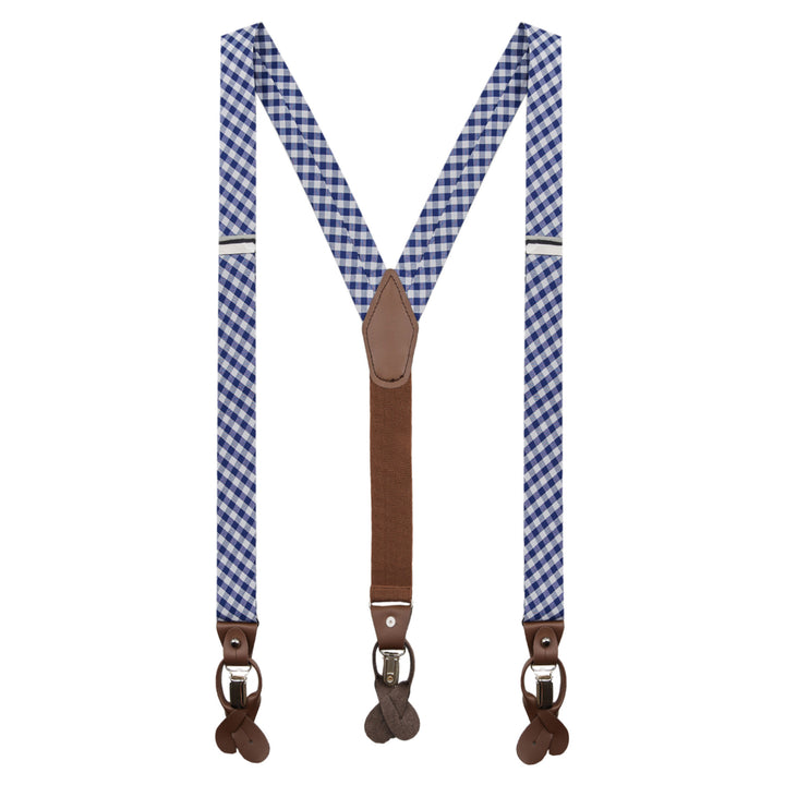 Gingham Suspenders - Royal Blue