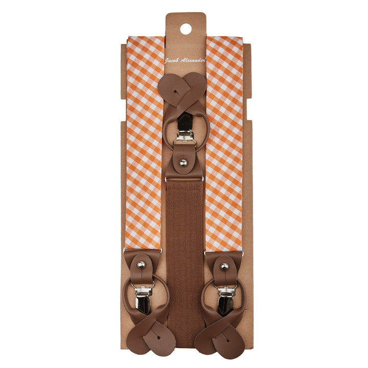 Gingham Suspenders - Orange