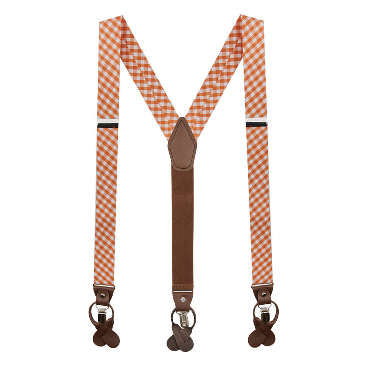 Wedding Gingham Suspenders - Orange