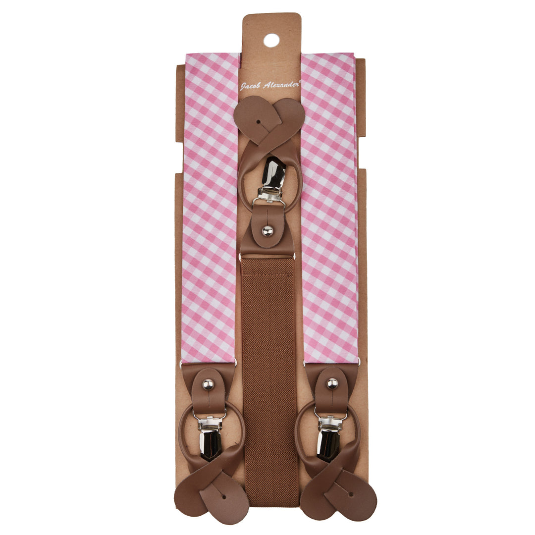 Gingham Suspenders - Pink
