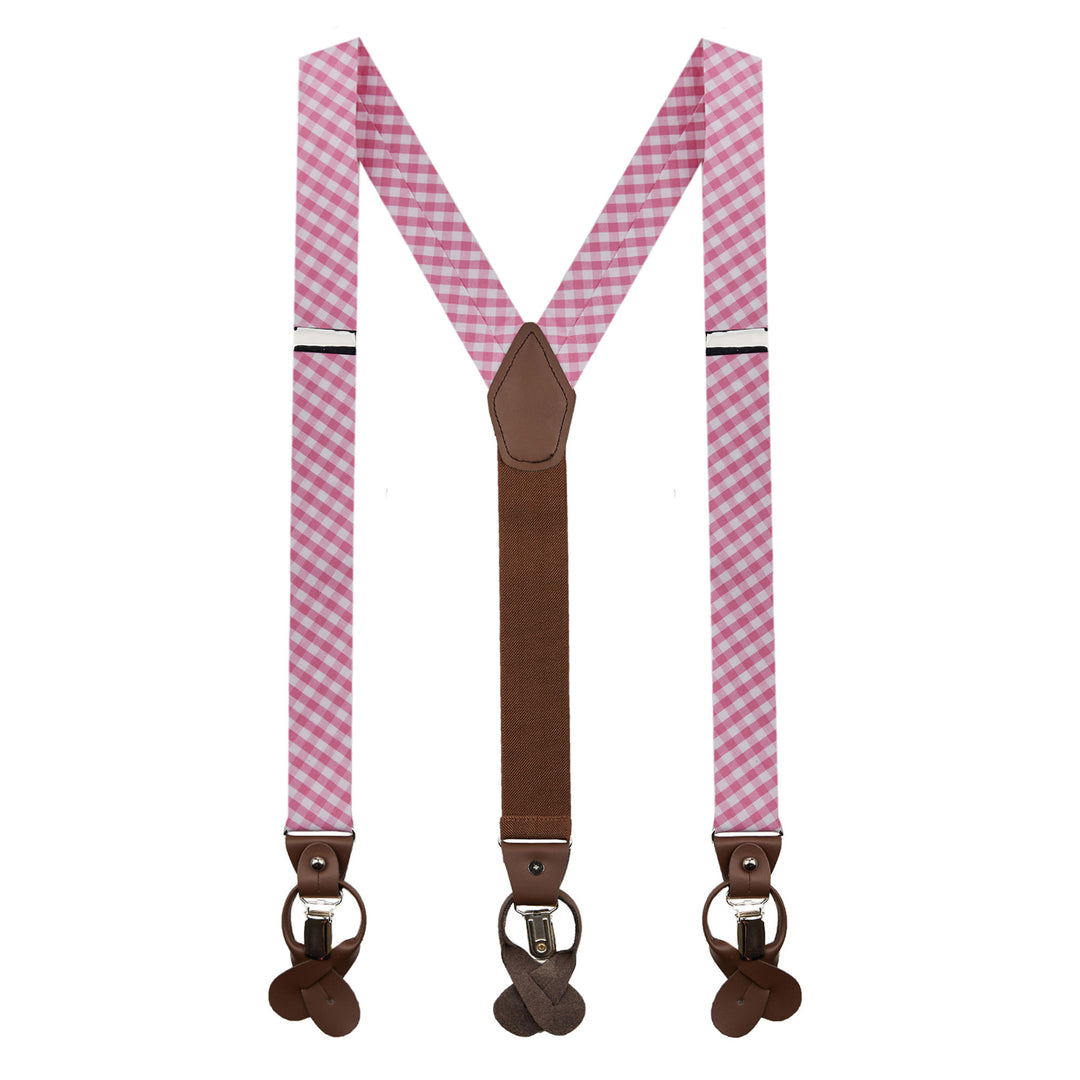 Gingham Suspenders - Pink