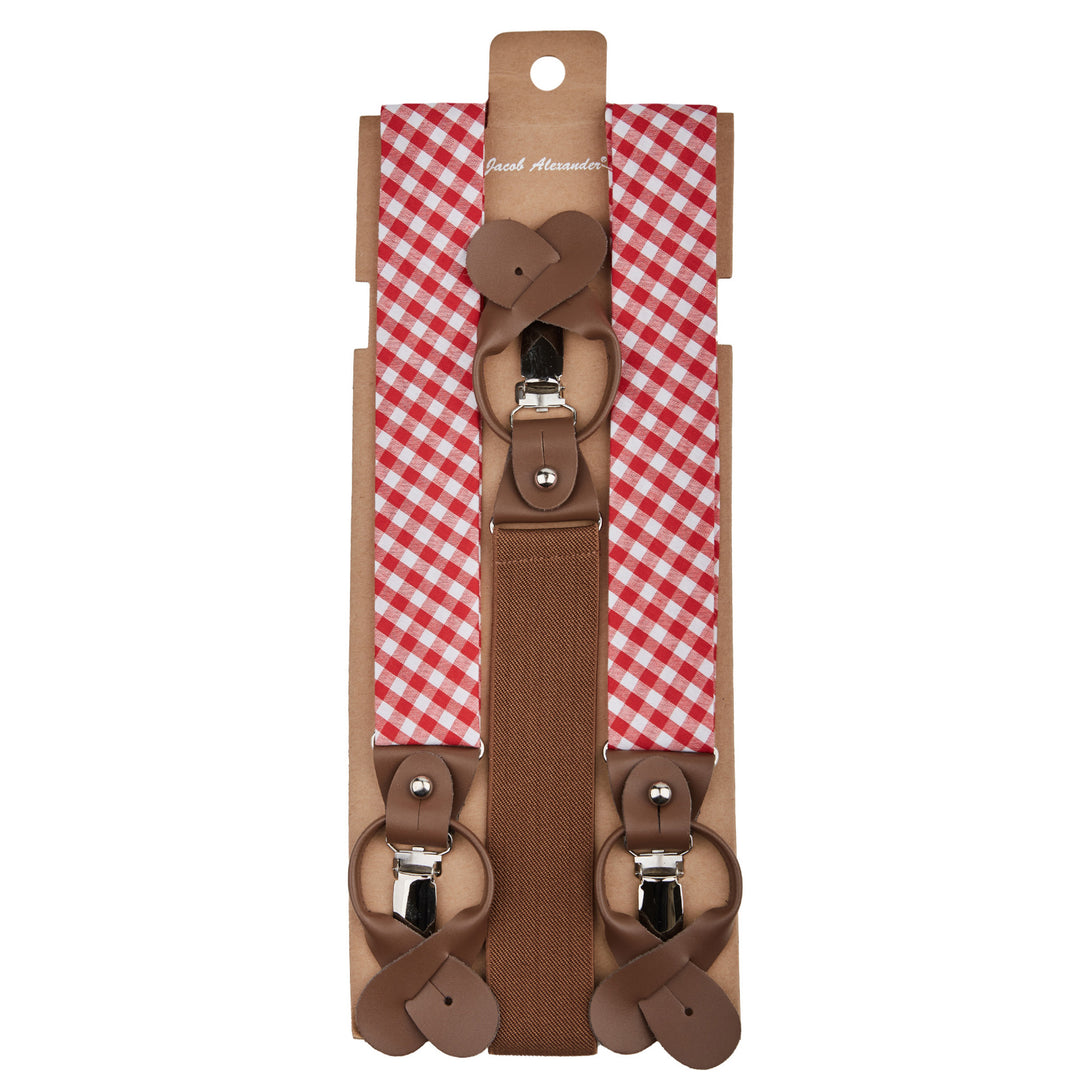 Gingham Suspenders - Red