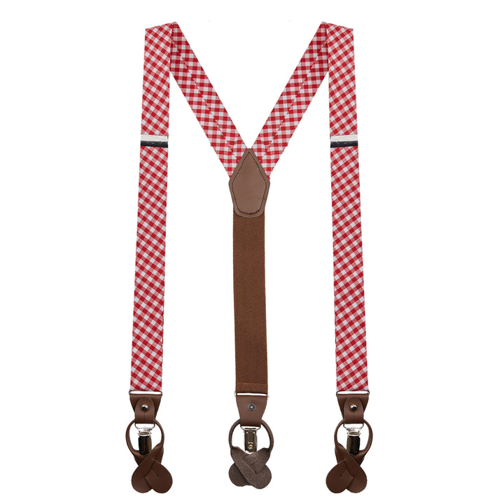Gingham Suspenders - Red