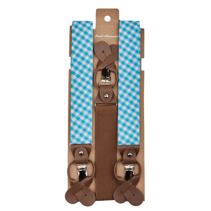 Gingham Suspenders - Turquoise