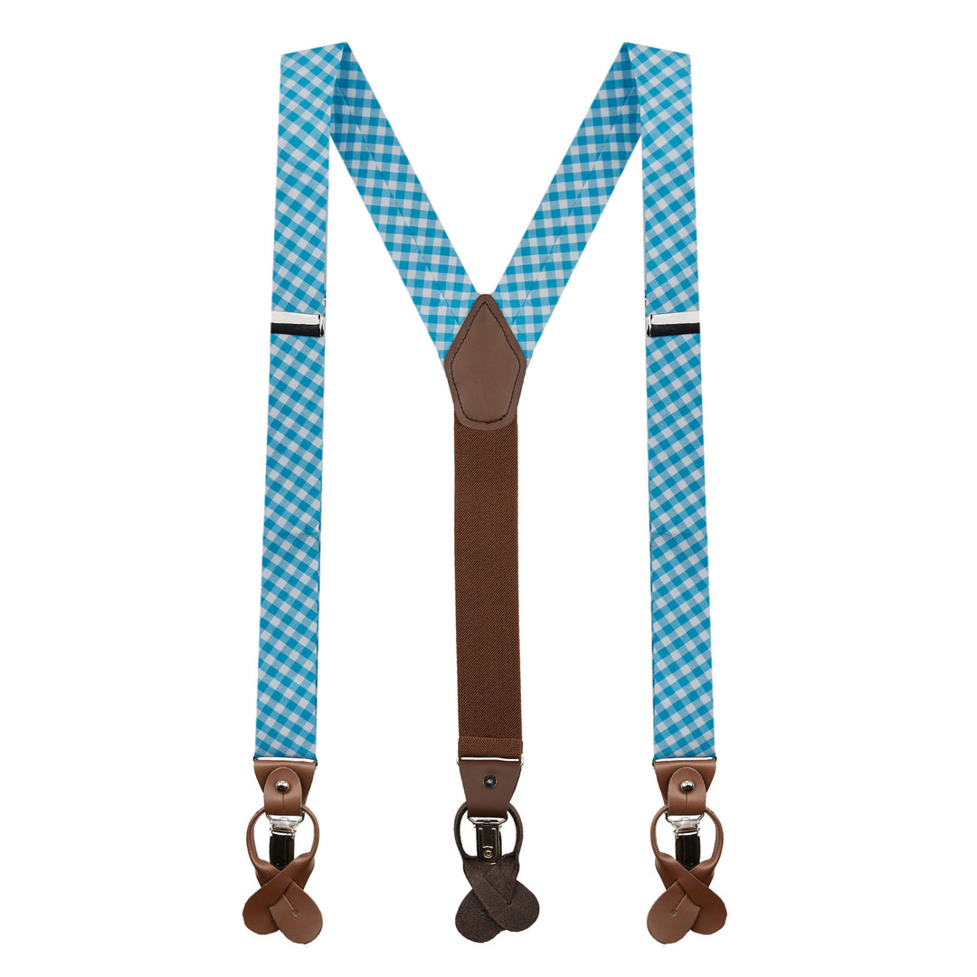 Gingham Suspenders - Turquoise