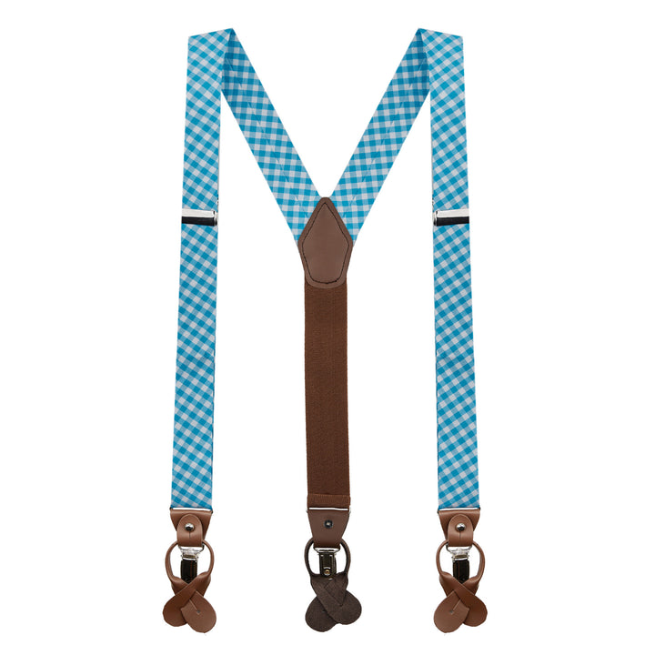 Gingham Suspenders - Turquoise
