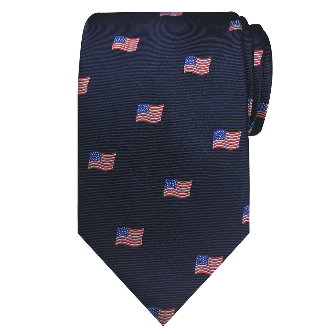 American Flags Navy Tie