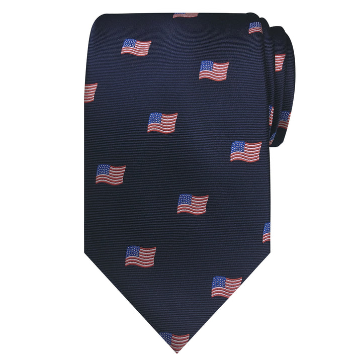 American Flags Navy Tie
